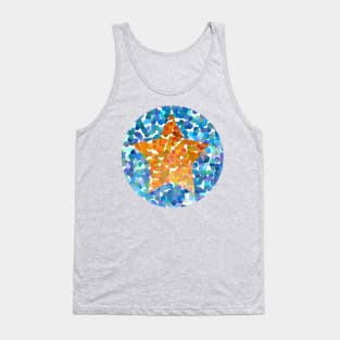 Gold Dotty Star on Blue Tank Top